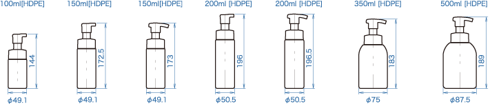 F5泵发泡器尺寸比较