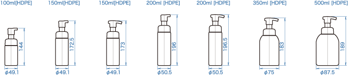 F6泵发泡器尺寸比较